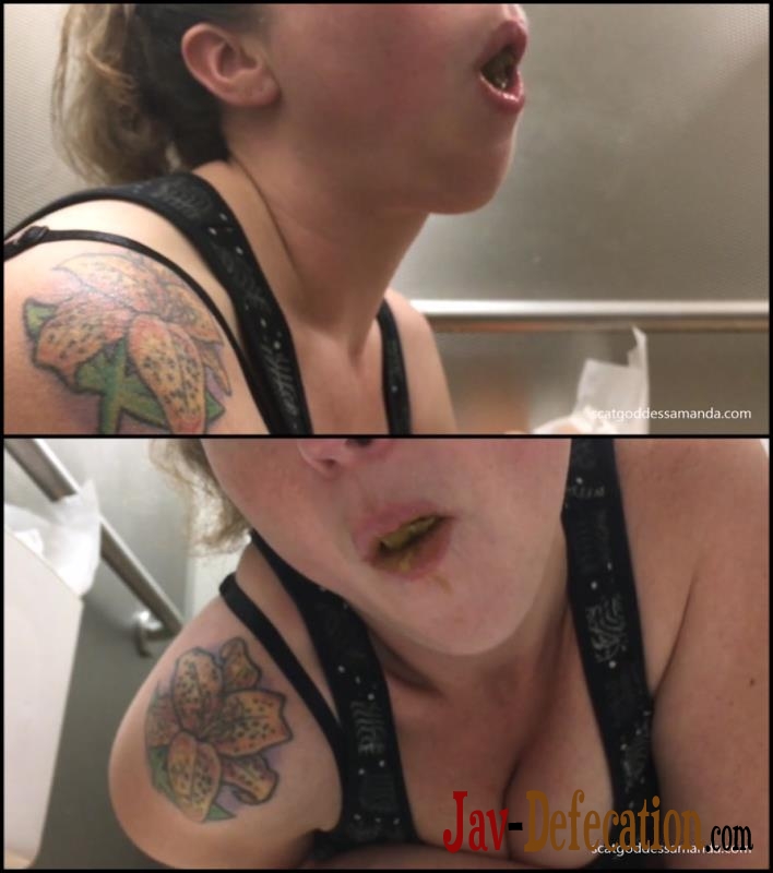 [Special #234] Woman amateur shitting in public toilet and suck turd (2018 | FullHD)